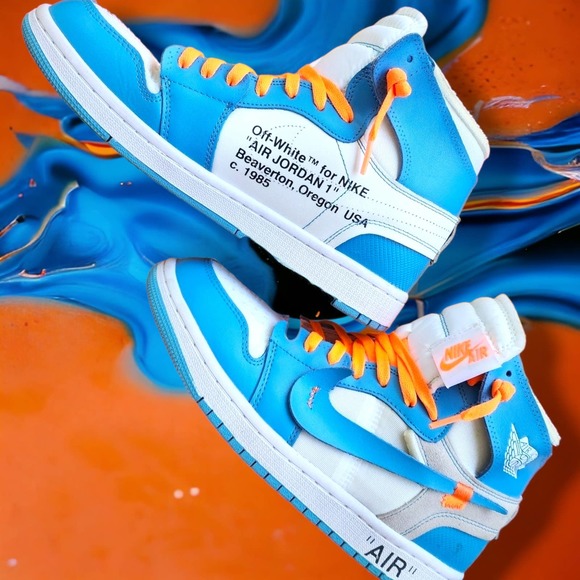 Jordan 1 retro university Blue off White men\'s 10 UNC main image 14
